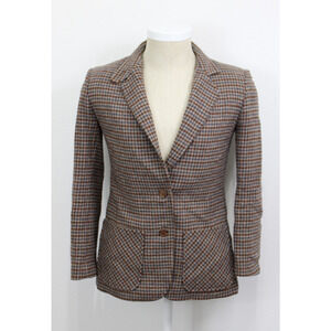 Vintage Pendelton Knockabouts Blazer Brown Plaid Jacket Wool Women's Size 8